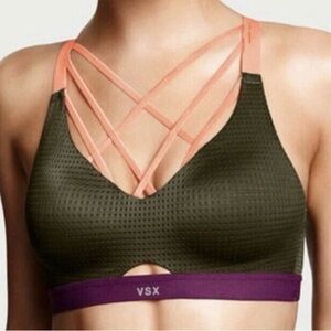 VSX Olive and Purple Cage Sports Bra